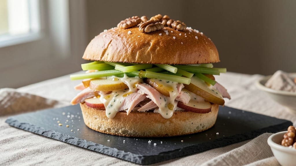 Chicken Waldorf Salad Sandwich Recipe: Layered Picnic Elegance With Crunchy Walnut Topping