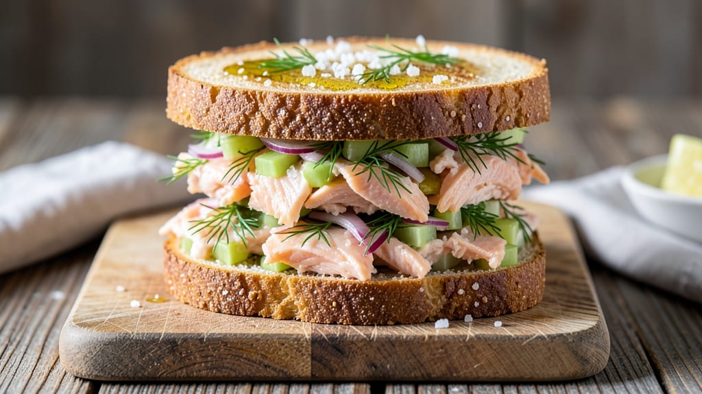 Canned Salmon Salad Sandwich Recipe: Crisp Celery Crowns and Zesty Dill-Lemon Twist