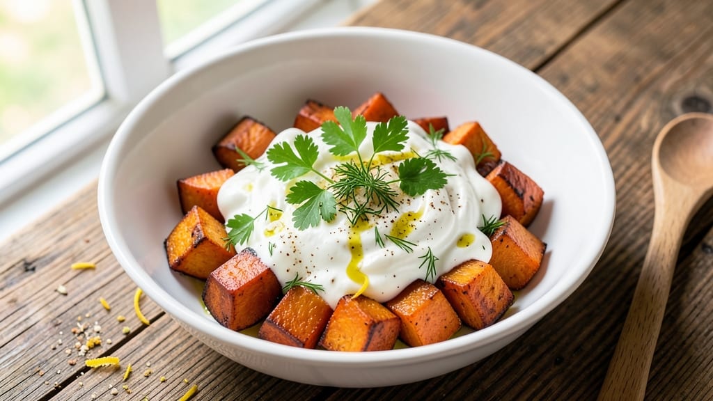 Sweet Potato Salad Recipe With Greek Yogurt: Roasted Sweetness and Herby Freshness