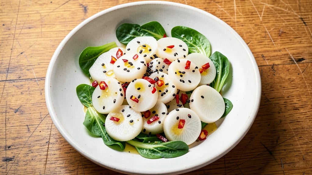 Chinese Radish Salad Recipe: Crunchy Crowns With Sweet & Spicy Sesame Dressing