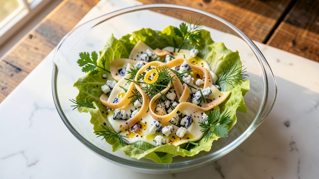 American Beauty Frog Eye Salad Recipe: Celery Crown Crunch Meets Creamy Herb Cheese Twist