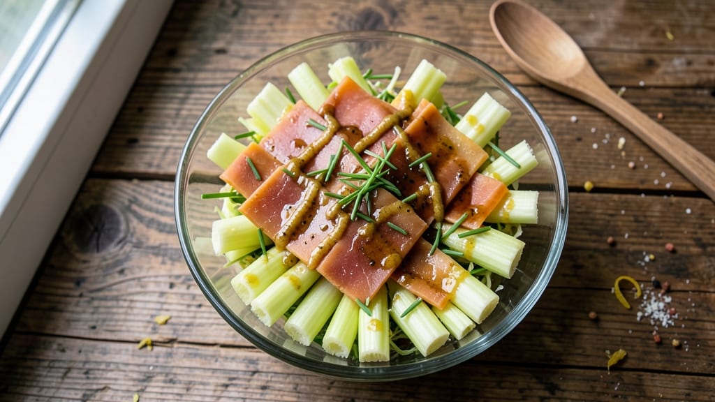 1906 Salad Recipe: Celery Crown Crunch Meets Smoky Herb Cheese Twist