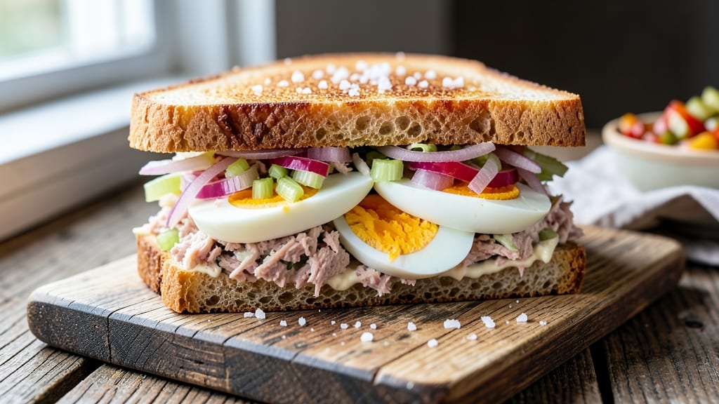Tuna Salad Sandwich Recipe With Egg and Relish: Classic Crunch and Creamy Herb Layers