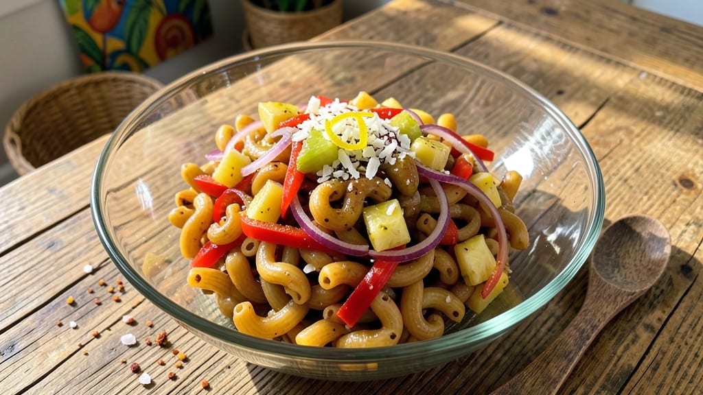 Caribbean Macaroni Salad Recipe: Tropical Lime and Pineapple Brightness