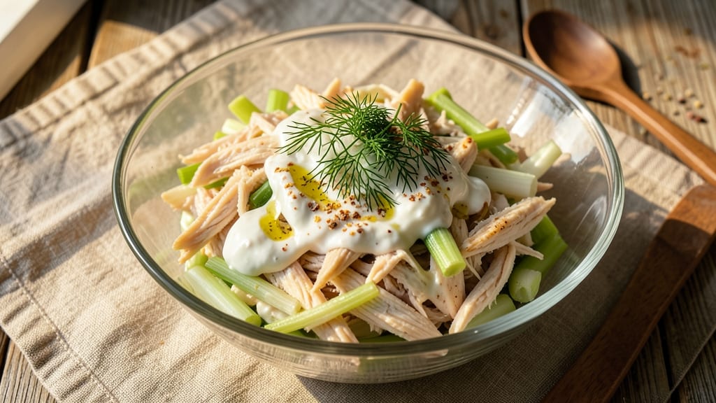 Chicken Salad Recipe With Ranch Dressing Mix and Cream Cheese: Crunchy Celery Crowns and Tangy Cream Cheese Twist
