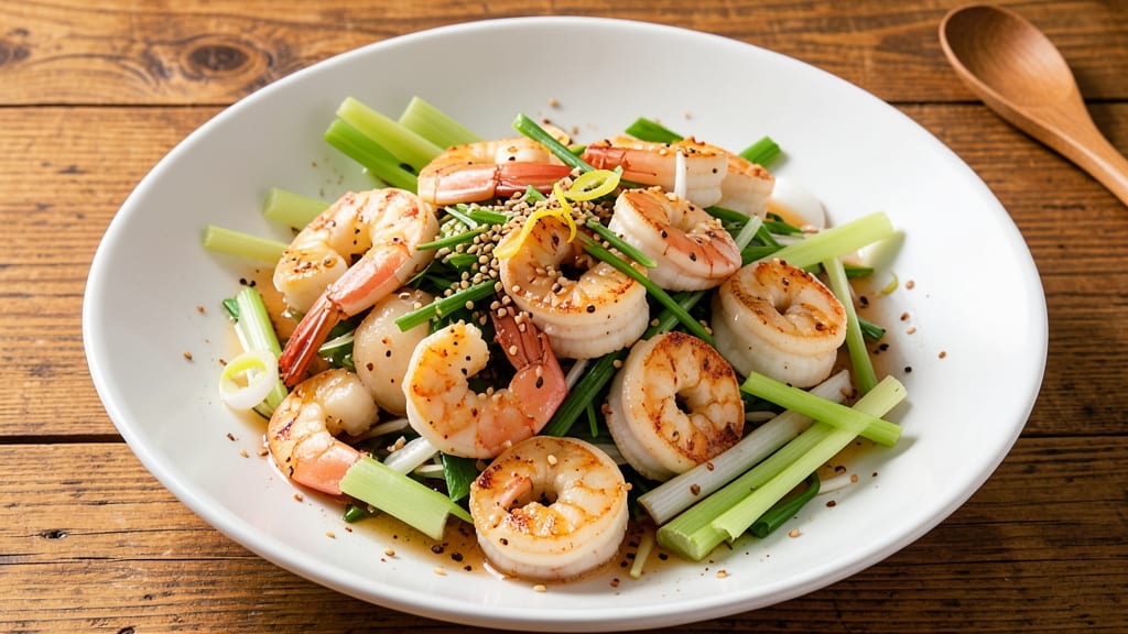 Chinese Seafood Salad Recipe: Crisp Celery Crowns With Light Soy-Lime Dressing