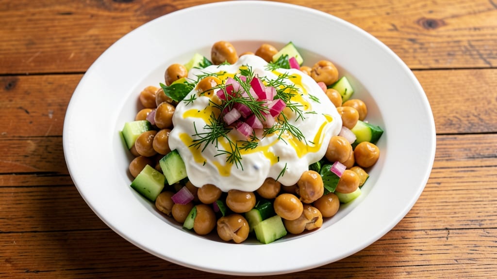 Chickpea Salad Recipe with Greek Yogurt: Mediterranean Crunch With Herbed Zing
