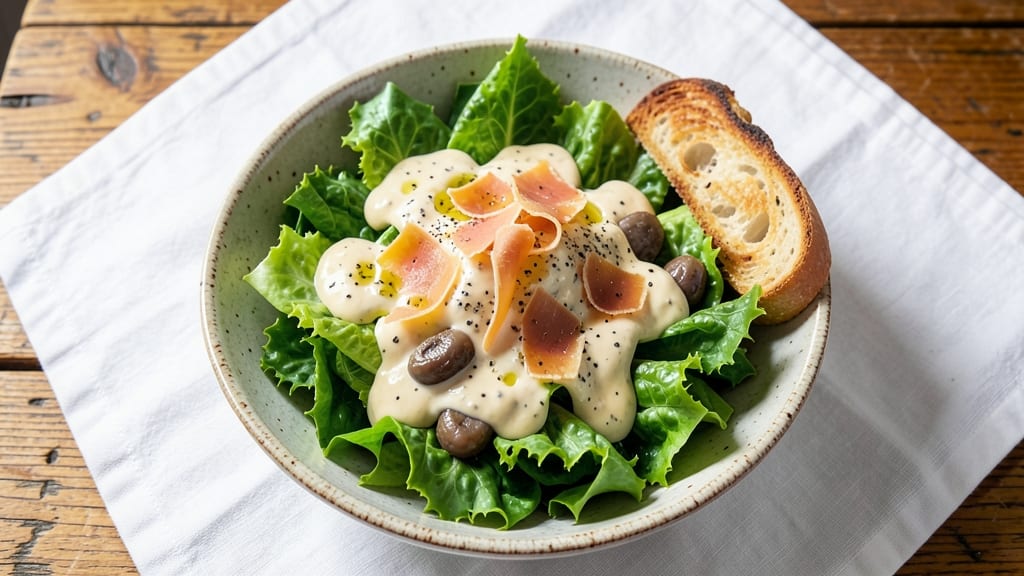 American Caesar Salad Recipe: Crisp Croutons and Zesty Anchovy Dressing Balance