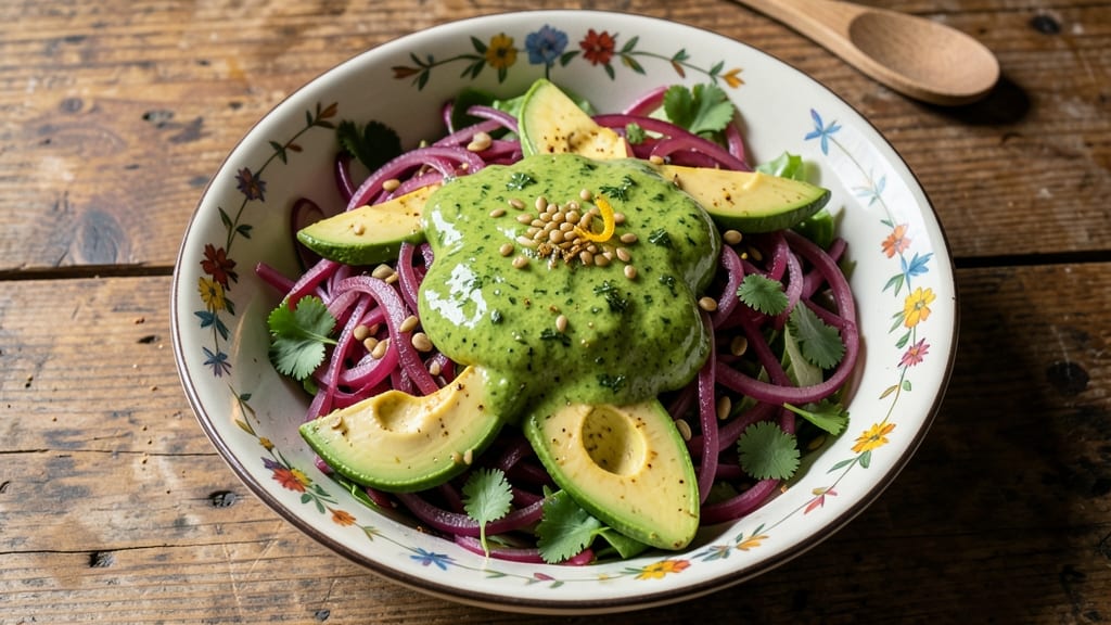 Columbian Restaurant-Style Salad Recipe: Bold Lime-Cilantro Dressing With Crunchy Avocado Layers