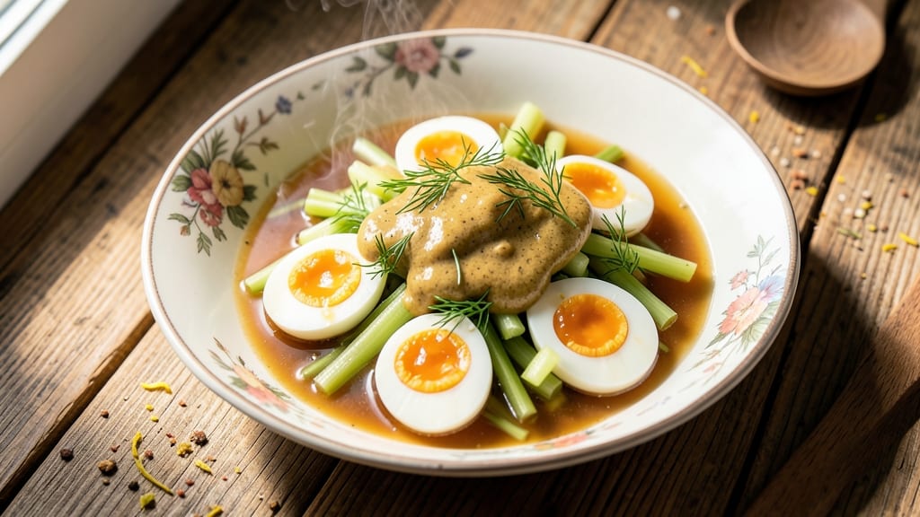 Warm Egg Salad Recipe: Crisp Celery Crowns and Creamy Mustard-Dill Twist