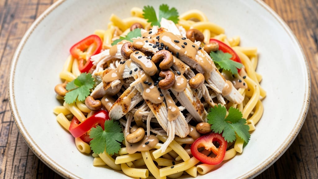 Cashew Chicken Rotini Salad Recipe: Crunchy Noodles With Creamy Nutty Dressing