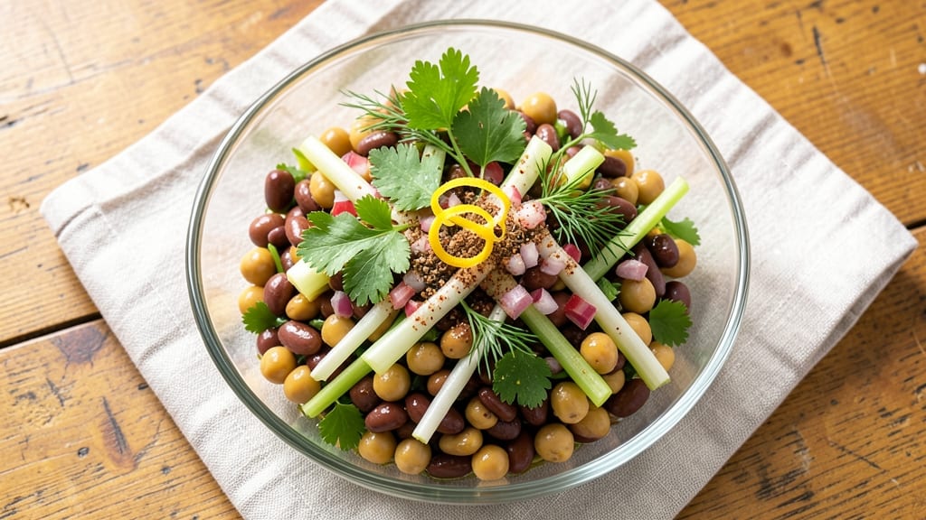 Two Bean Salad Recipe: Crunchy Celery and Zesty Herb Vinaigrette Twist
