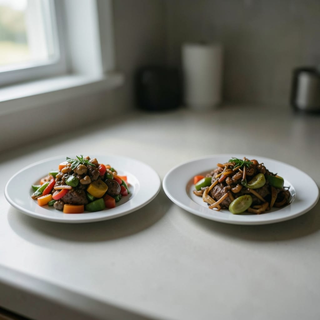 Two versions of the same dish, side by side