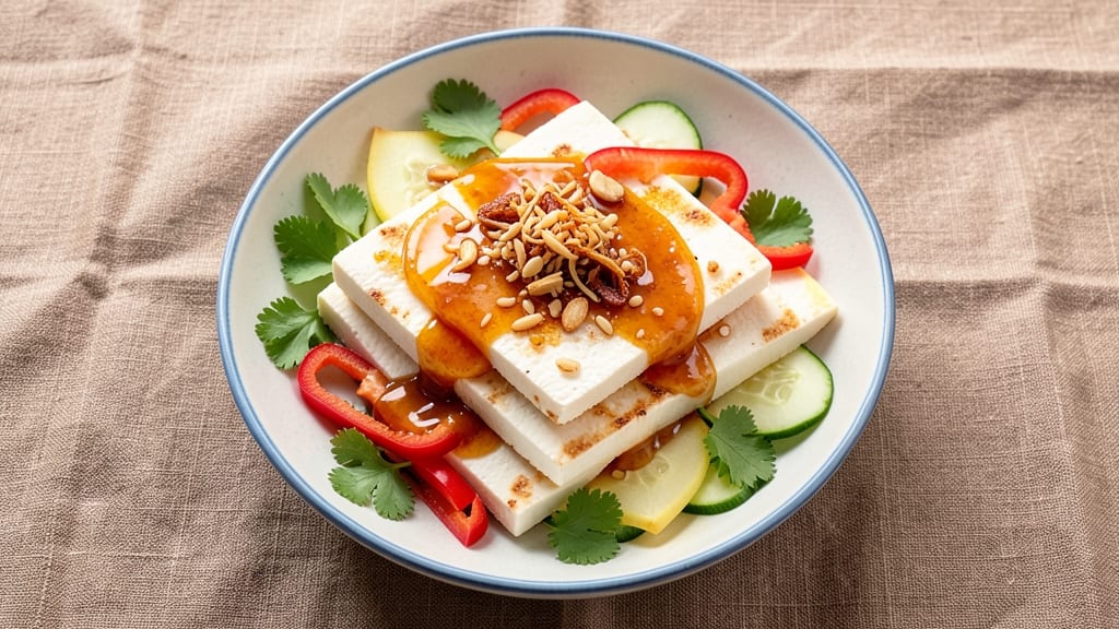 Chinese Cold Tofu Salad Recipe: Crispy Tofu and Tangy Sesame Dressing