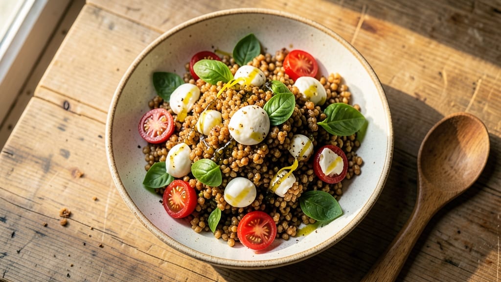 Caprese Farro Salad Recipe: Bright Tomato-Mozzarella Bites With Nutty Farro