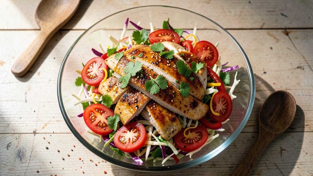 Sweet Tomatoes Chinese Chicken Salad Recipe: Crispy Fried Chicken and Sweet Tart Vinaigrette Fusion