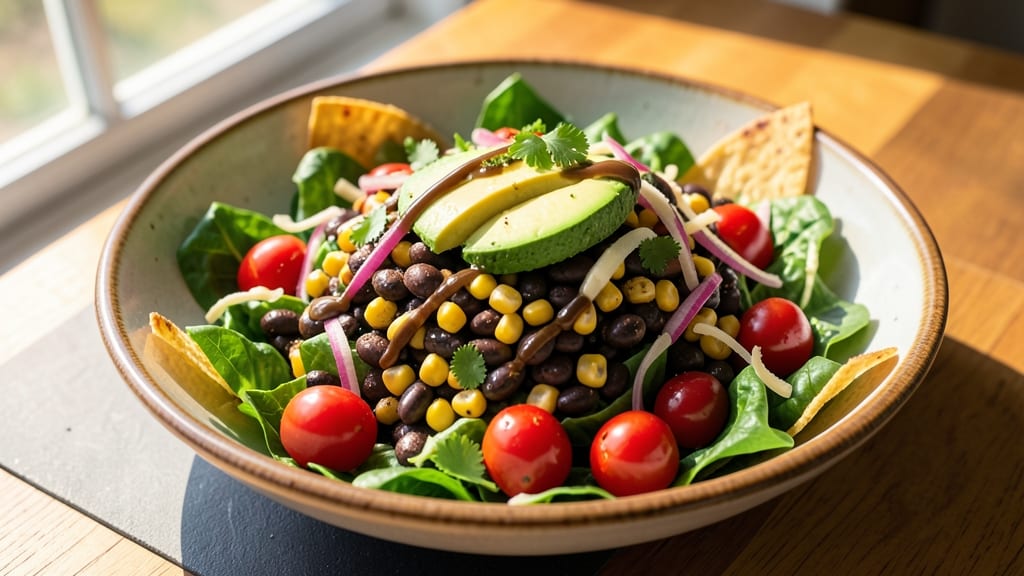Taco Salad Recipe With Corn And Black Beans: Crunchy Toppings Meet Zesty Lime Dressing