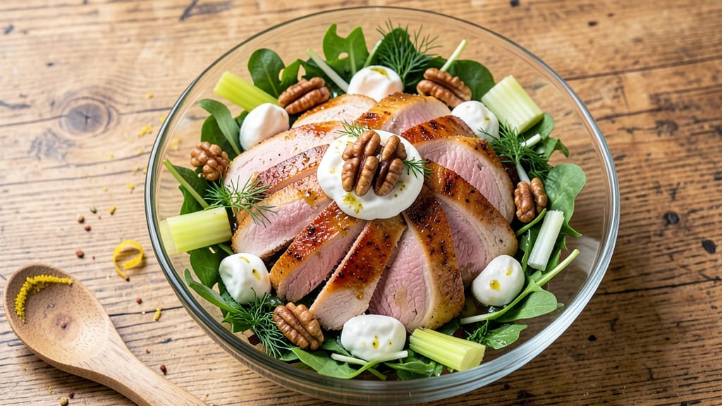 Cold Duck Salad Recipe: Celery Crown Crunch With Herb-Infused Cream Cheese