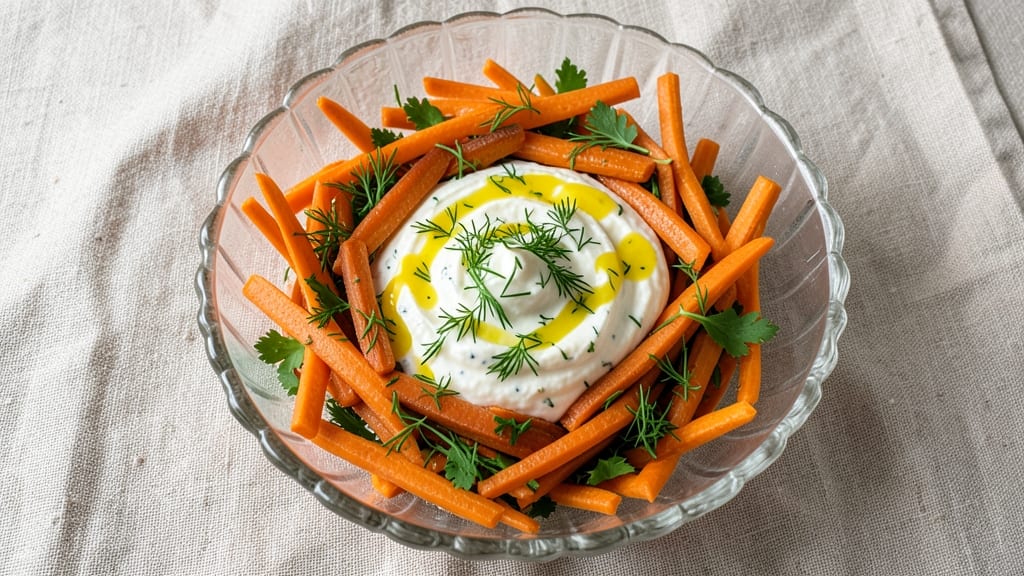 Carrot Salad Recipe: Crunchy Crowns and Herbal Cream Cheese Fusion
