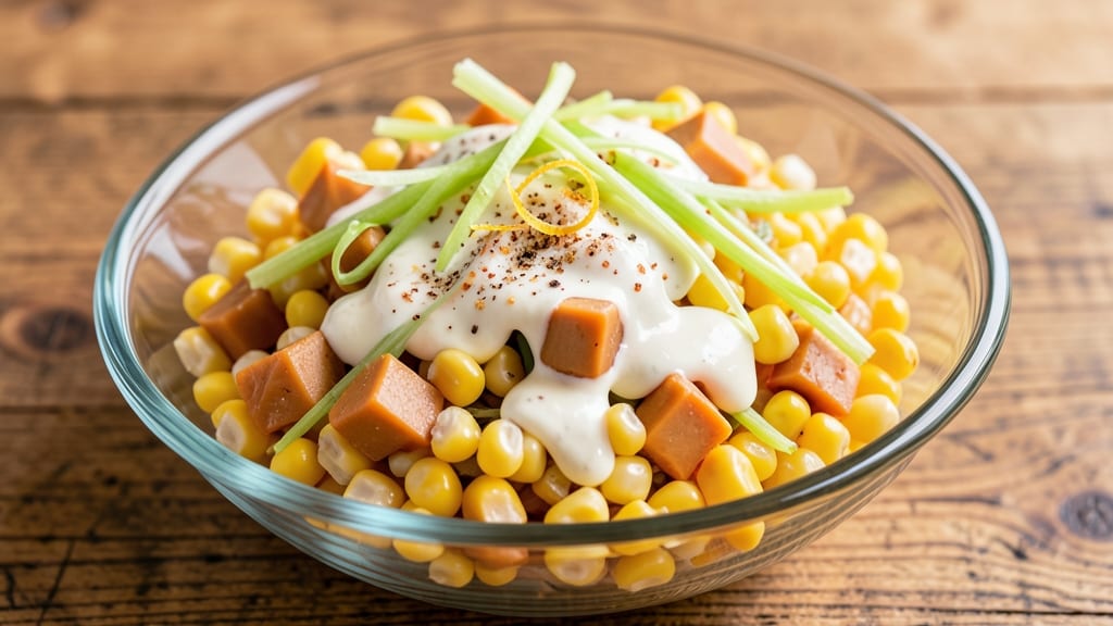 Cheese Corn Salad Recipe: Crisp Celery Crowns and Melty Cheddar Bliss