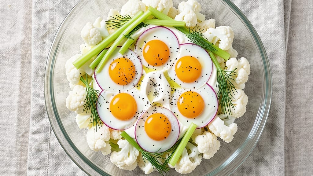 Cauliflower Egg Salad Recipe: Crisp Celery Crowns and Herb Cheese Twist Without Mayo