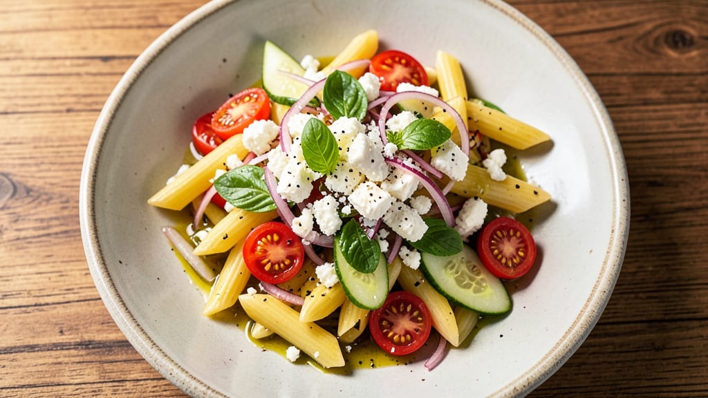Cold Pasta Salad With Feta Recipe: Mediterranean Brightness in 15 Minutes