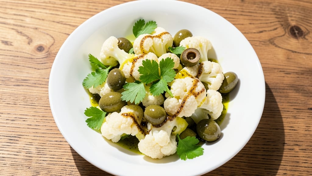 Cauliflower and Green Olive Salad Recipe: Briny, Crunchy Mediterranean Bite
